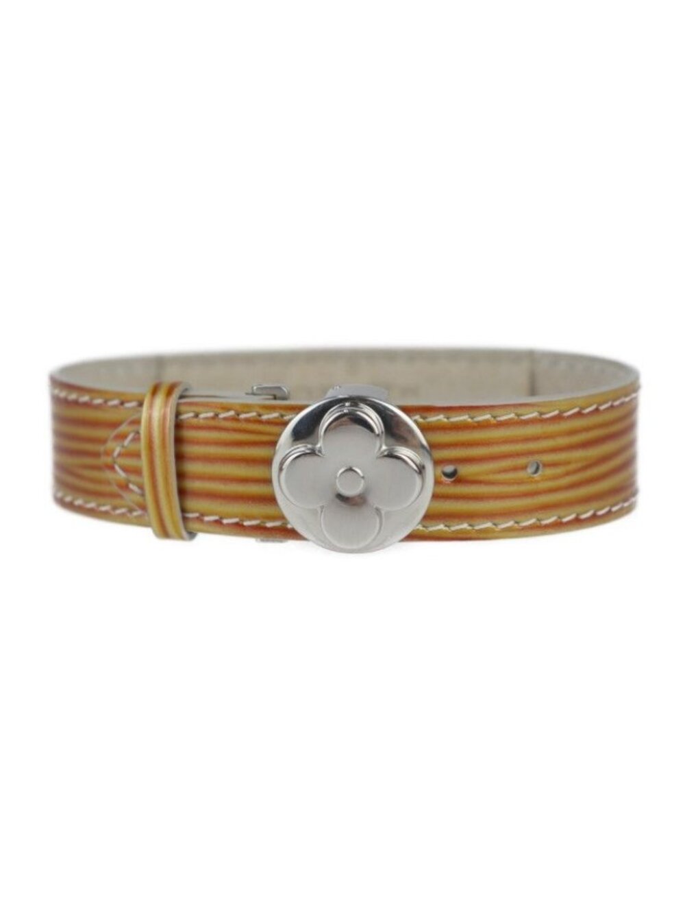 Louis Vuitton Good Luck Bracelet Patent Leather Gold Tone Orange Epi